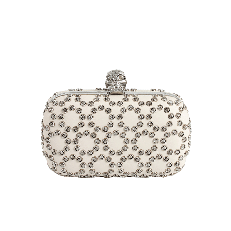 ALEXANDER MCQUEEN-Circle Stud Skull Clutch-BONE