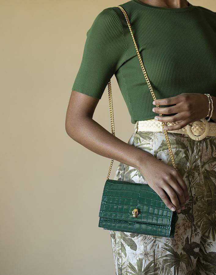 ALEXANDER MCQUEEN-Skull Mini Bag-EMERALD