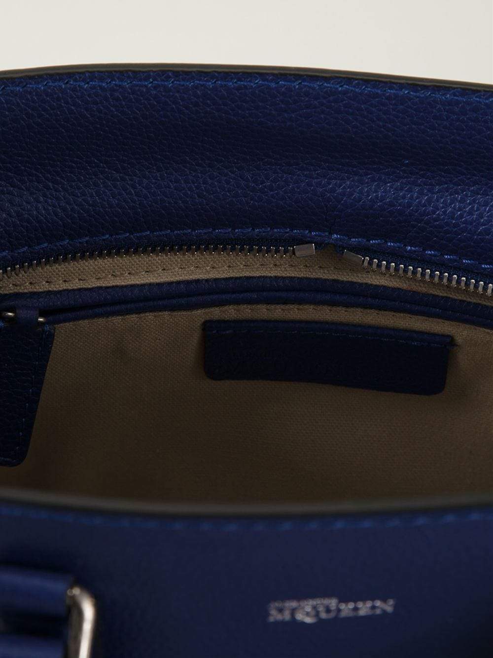 ALEXANDER MCQUEEN-Small Padlock Zip Tote-MARINE