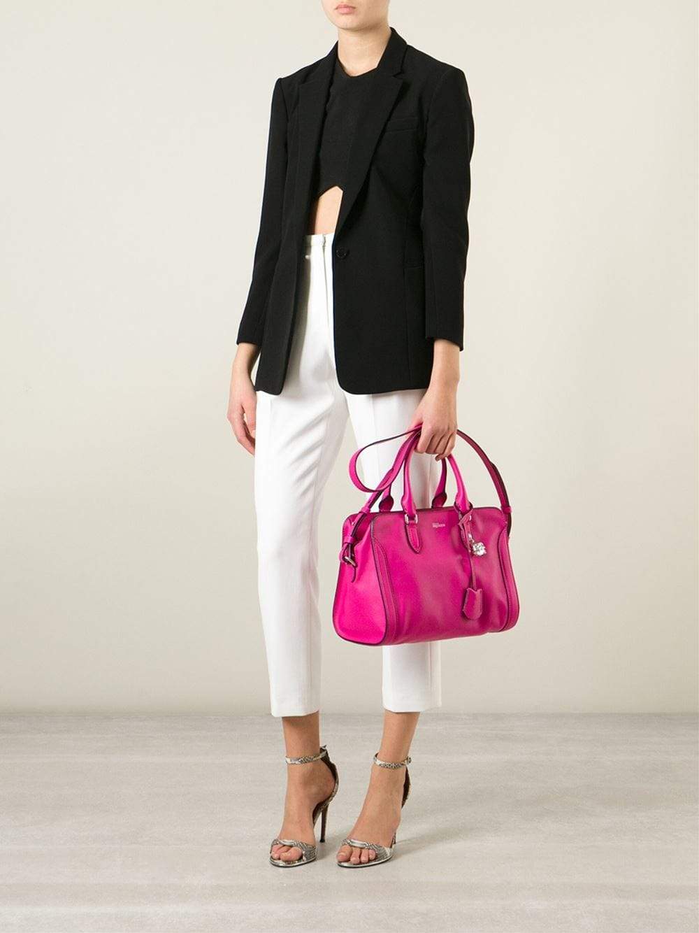 ALEXANDER MCQUEEN-Small Padlock Zip Tote-PINK
