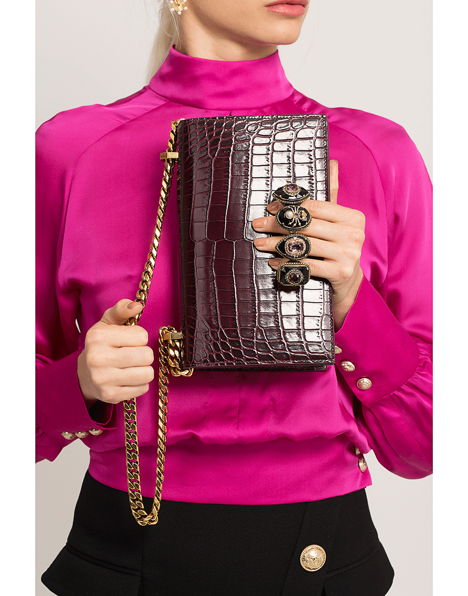 ALEXANDER MCQUEEN-Jeweled Satchel-ROSE/BRN