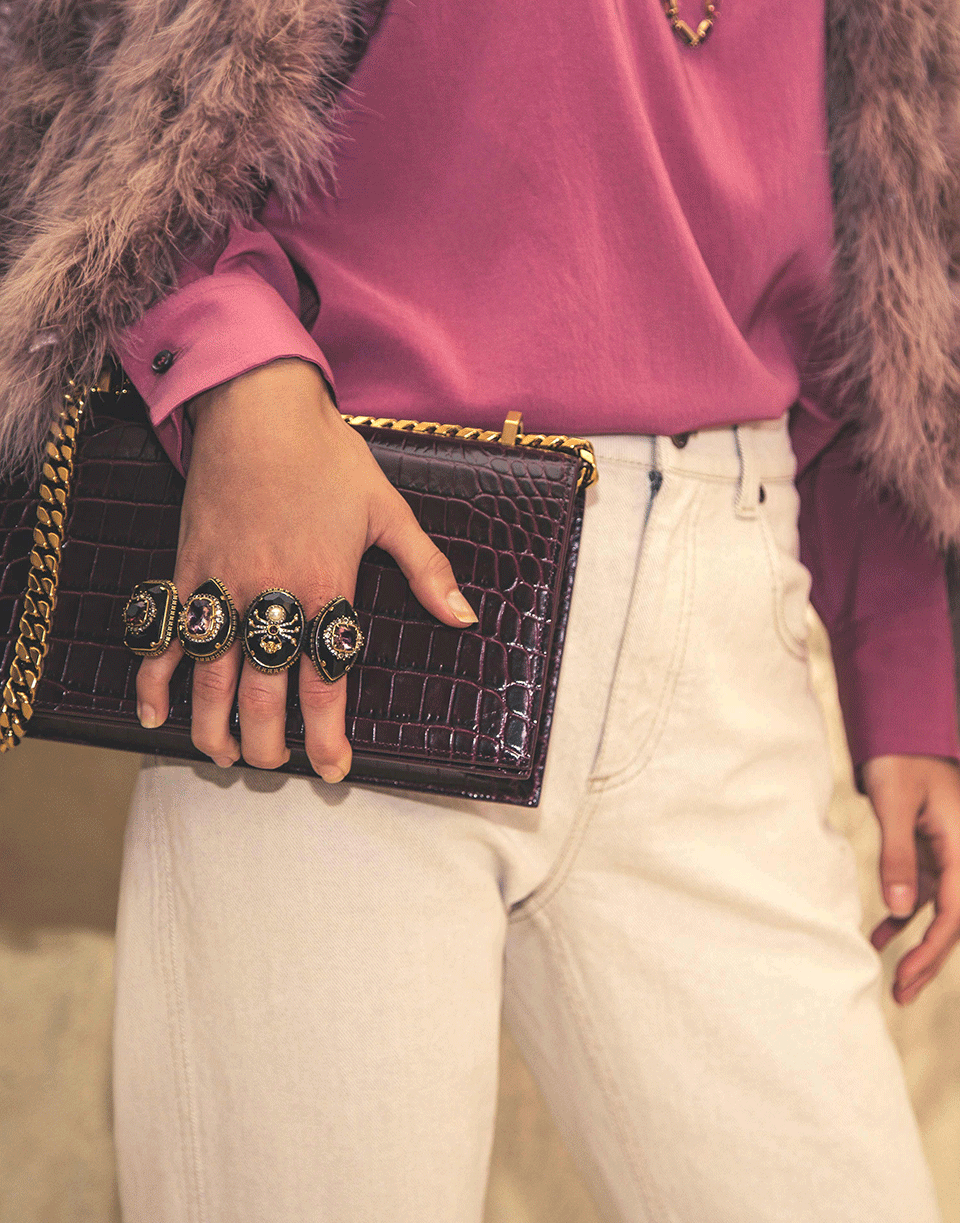 ALEXANDER MCQUEEN-Jeweled Satchel-ROSE/BRN