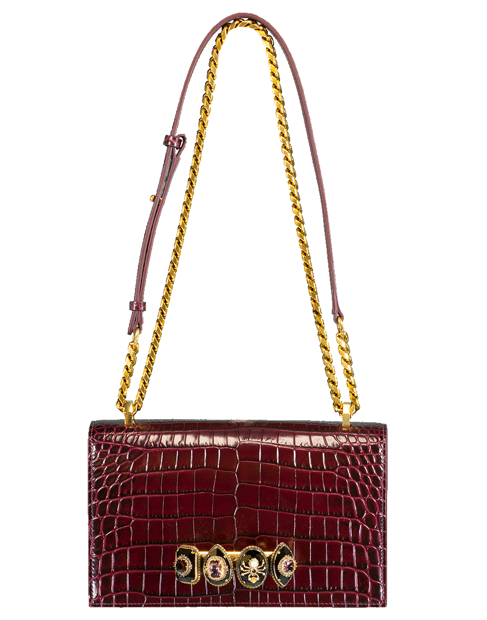 ALEXANDER MCQUEEN-Jeweled Satchel-ROSE/BRN