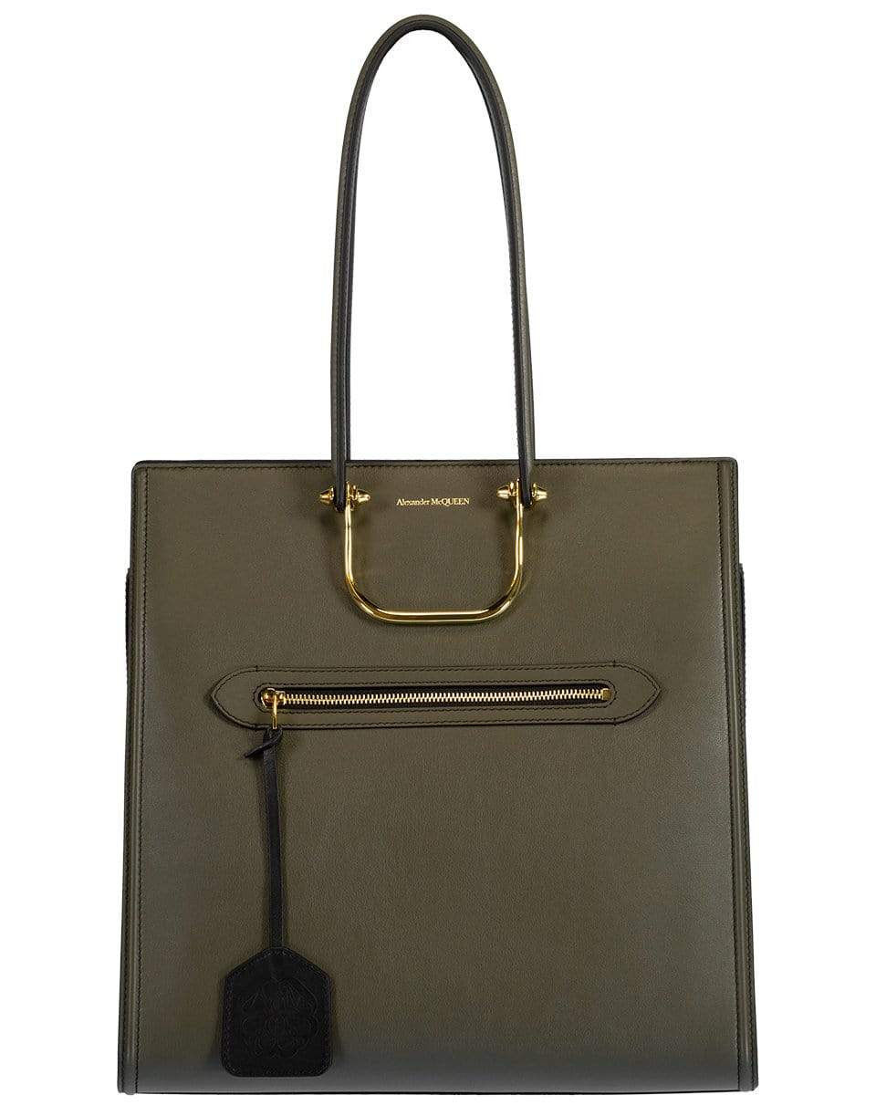 ALEXANDER MCQUEEN-Khaki Large Tote 35 Bag-KHAKI BLACK