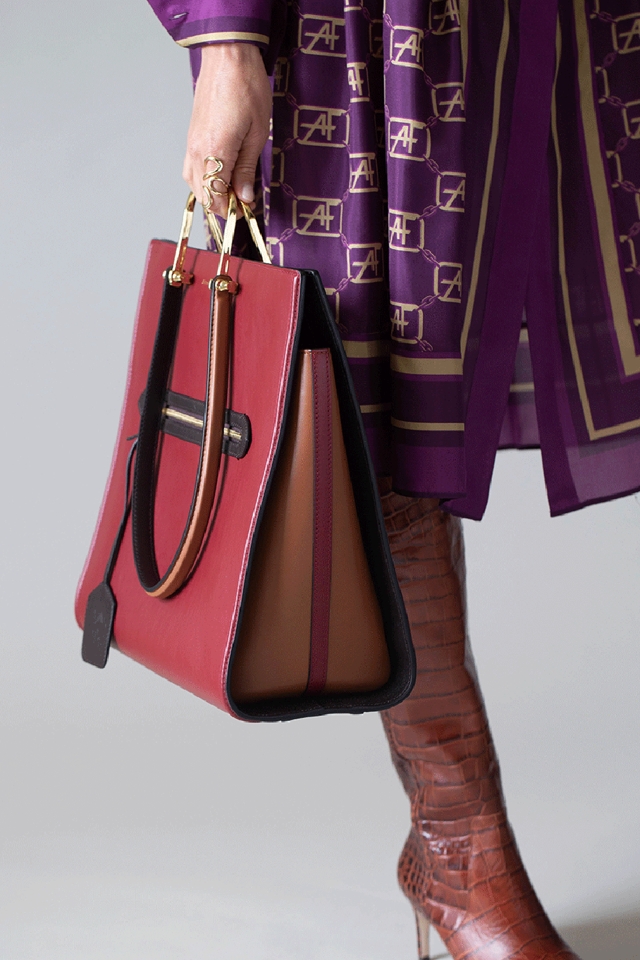 ALEXANDER MCQUEEN-The Tall Story Tote-WINE/MLT