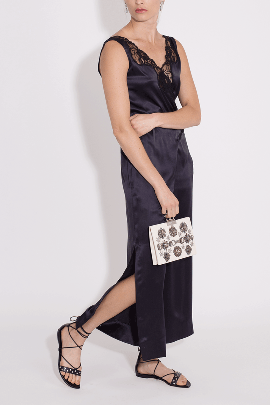 ALEXANDER MCQUEEN-Studded Ankle Wrap Sandal-