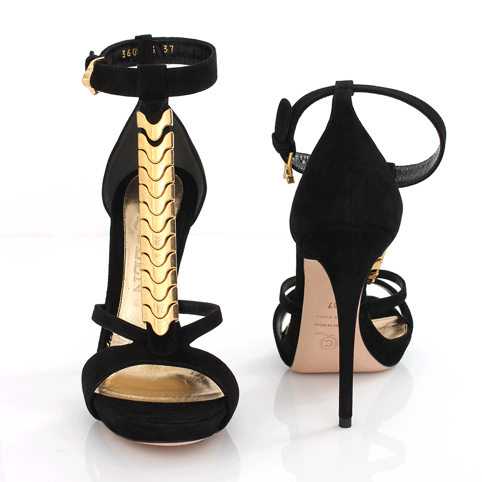 ALEXANDER MCQUEEN-Metal Chain Suede Sandal-