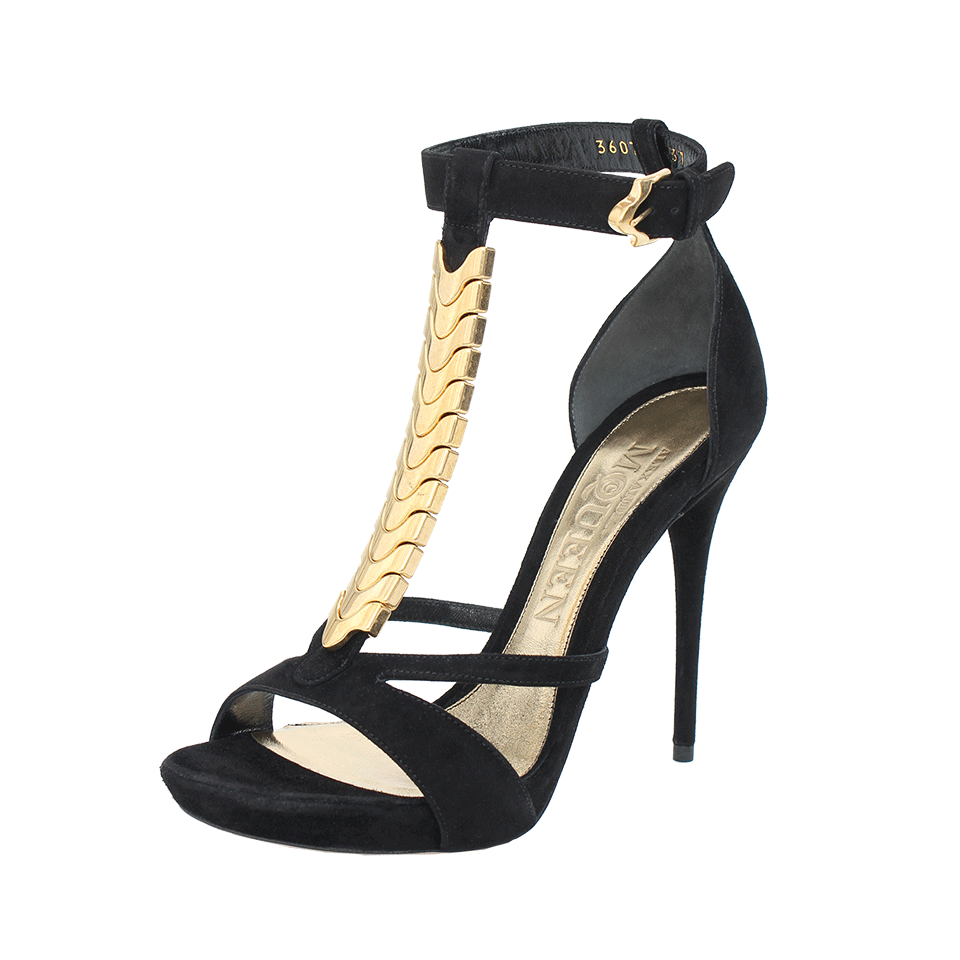 ALEXANDER MCQUEEN-Metal Chain Suede Sandal-