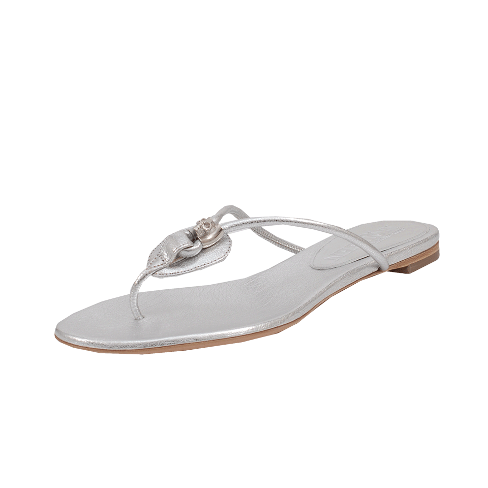 ALEXANDER MCQUEEN-Silver Skull Flip Flop-
