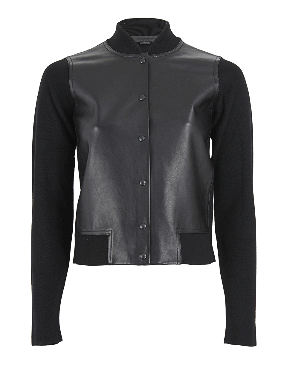 ALEXANDER WANG-Leather Front Knit Bomber Jacket-