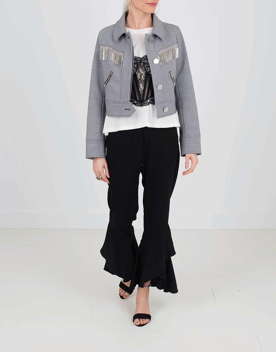 ALEXANDER WANG-Cropped Jacket-BLK/WHT