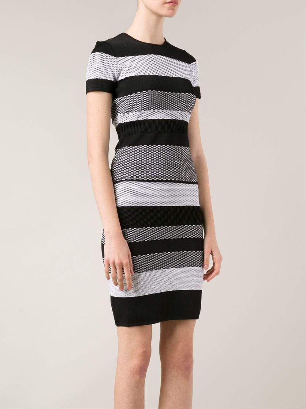 ALEXANDER WANG-Bi-Color Mesh Stripe Pull-On Skirt-
