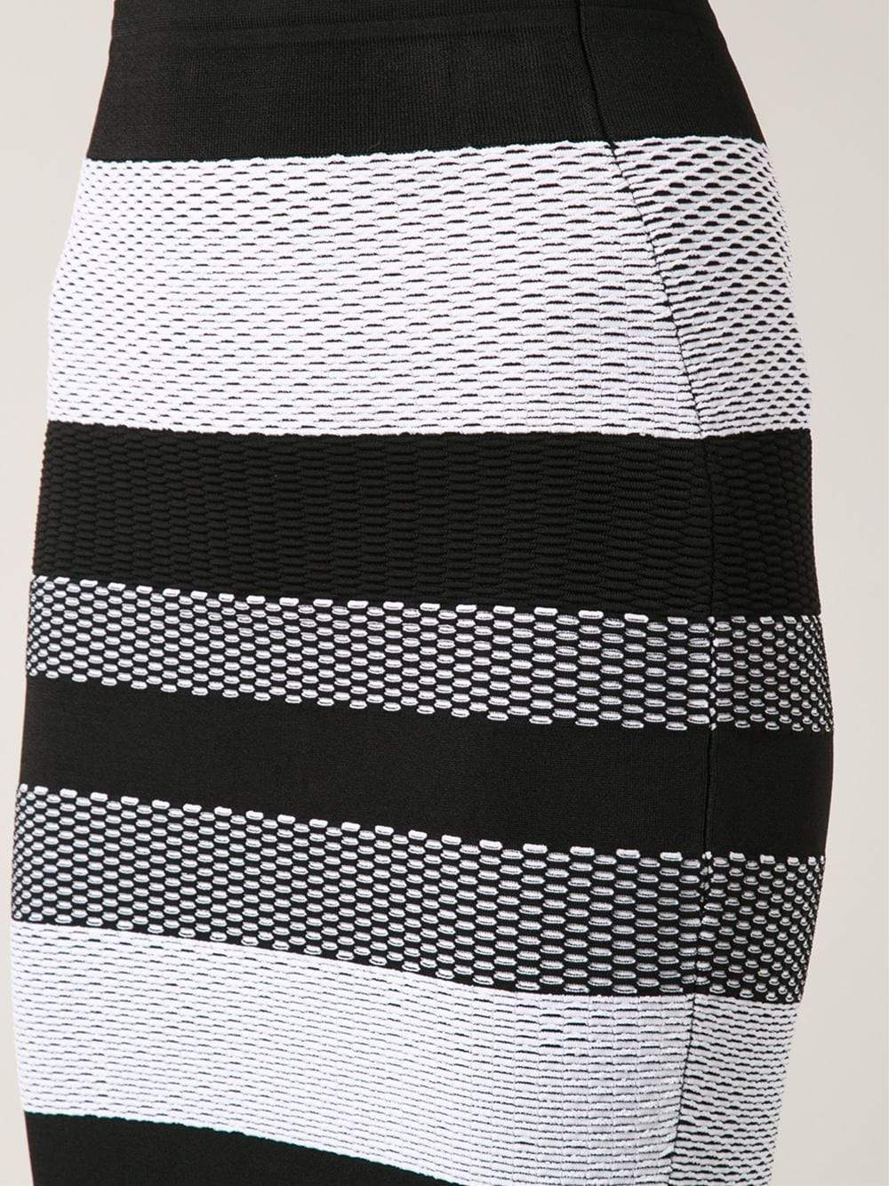 ALEXANDER WANG-Bi-Color Mesh Stripe Pull-On Skirt-