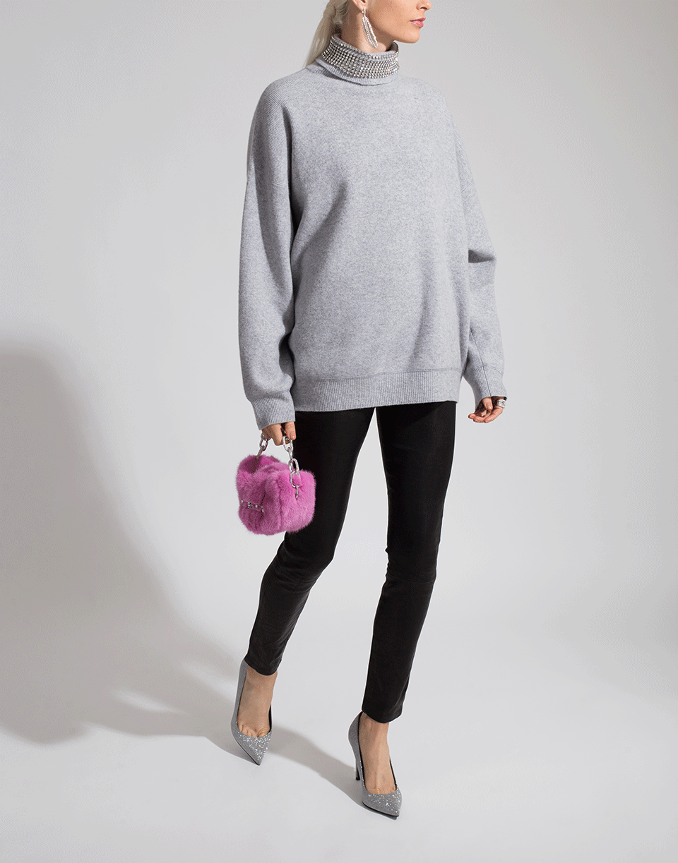 ALEXANDER WANG-Crystal Trim Turtleneck Top-