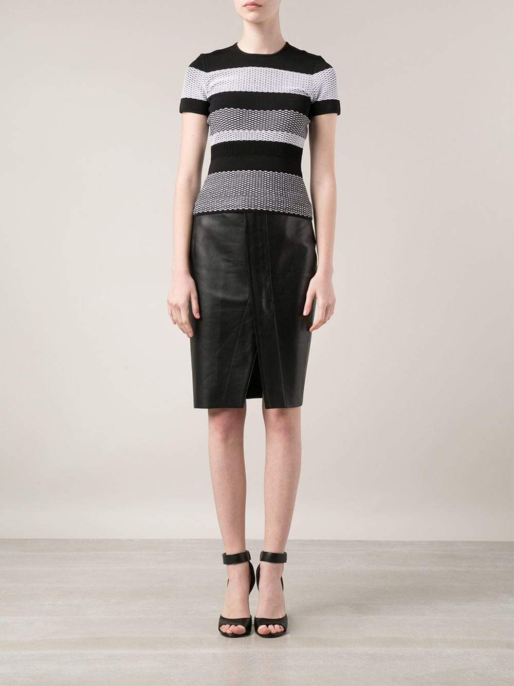 ALEXANDER WANG-Bi-Color Mesh Stripe Tee-