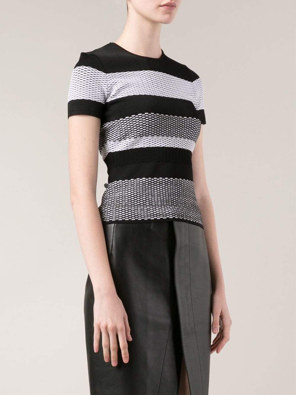 ALEXANDER WANG-Bi-Color Mesh Stripe Tee-