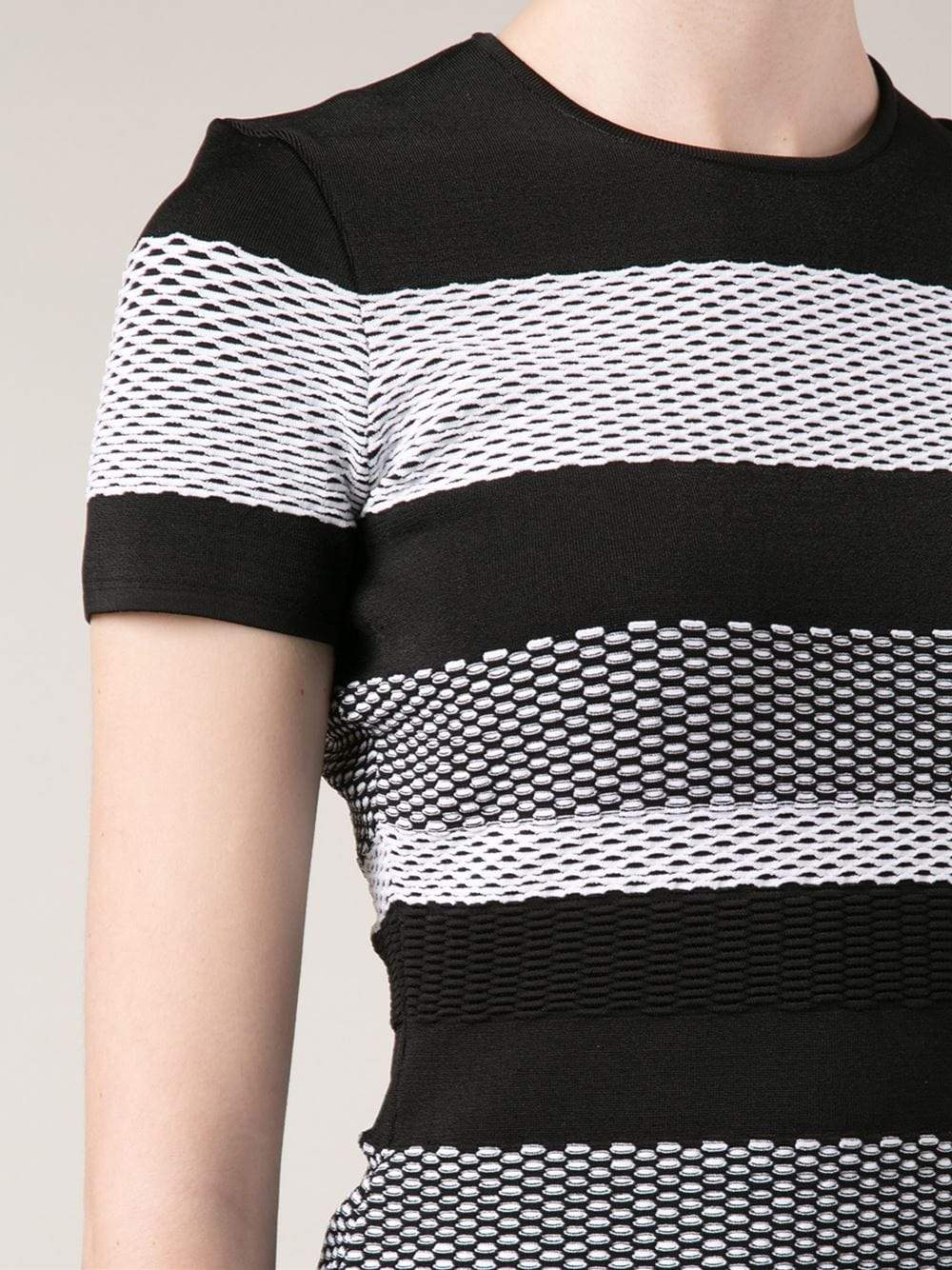 ALEXANDER WANG-Bi-Color Mesh Stripe Tee-