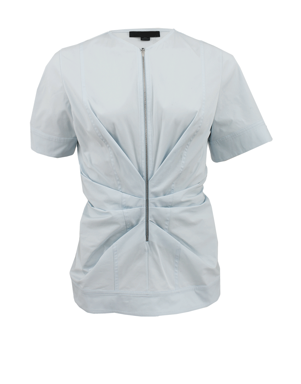 ALEXANDER WANG-Short Sleeve Pinch Zip Front Top-