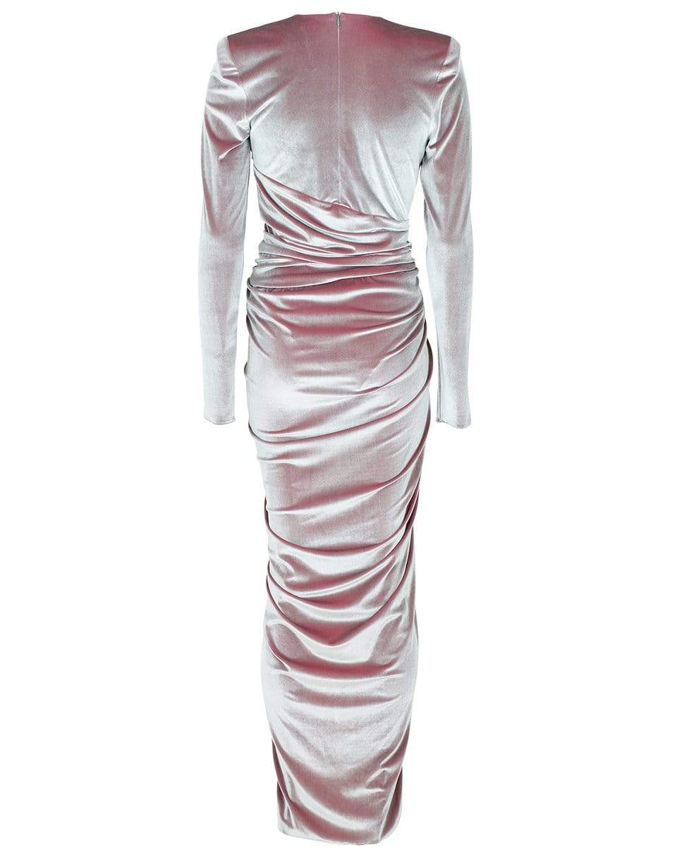 ALEXANDRE VAUTHIER-Long Sleeve Deep V Velvet Dress-