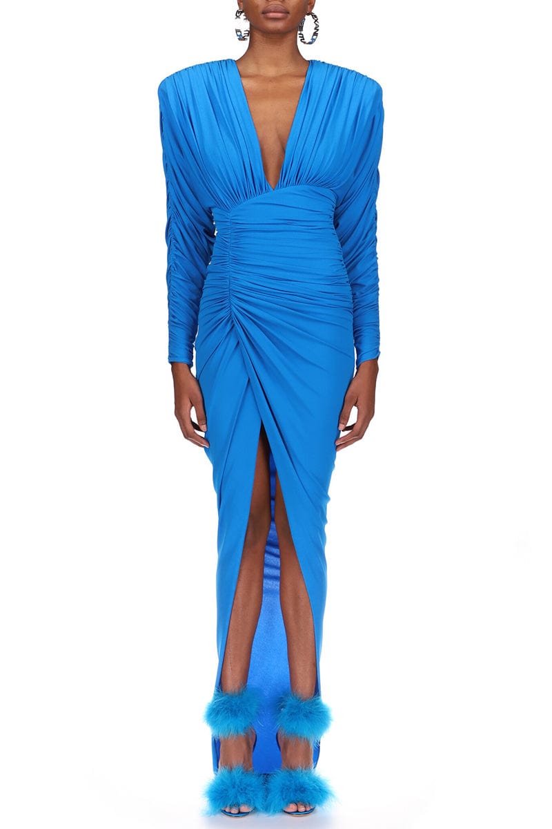ALEXANDRE VAUTHIER-Long Sleeve Long Dress - Capri Blue-