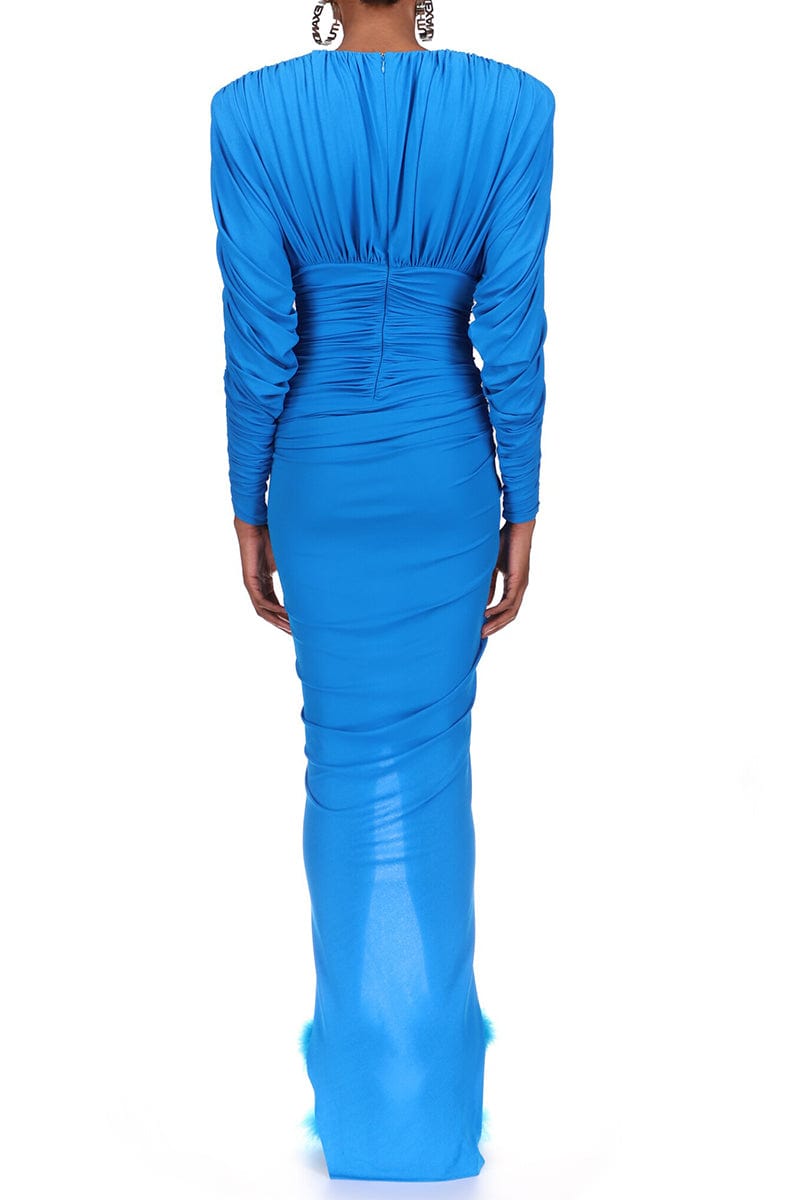ALEXANDRE VAUTHIER-Long Sleeve Long Dress - Capri Blue-
