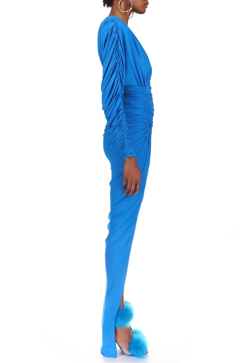 ALEXANDRE VAUTHIER-Long Sleeve Long Dress - Capri Blue-