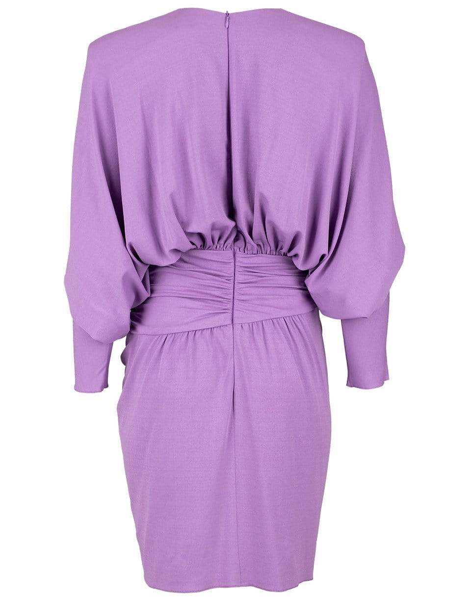 ALEXANDRE VAUTHIER-Long Sleeve Drape V-Neck Dress-