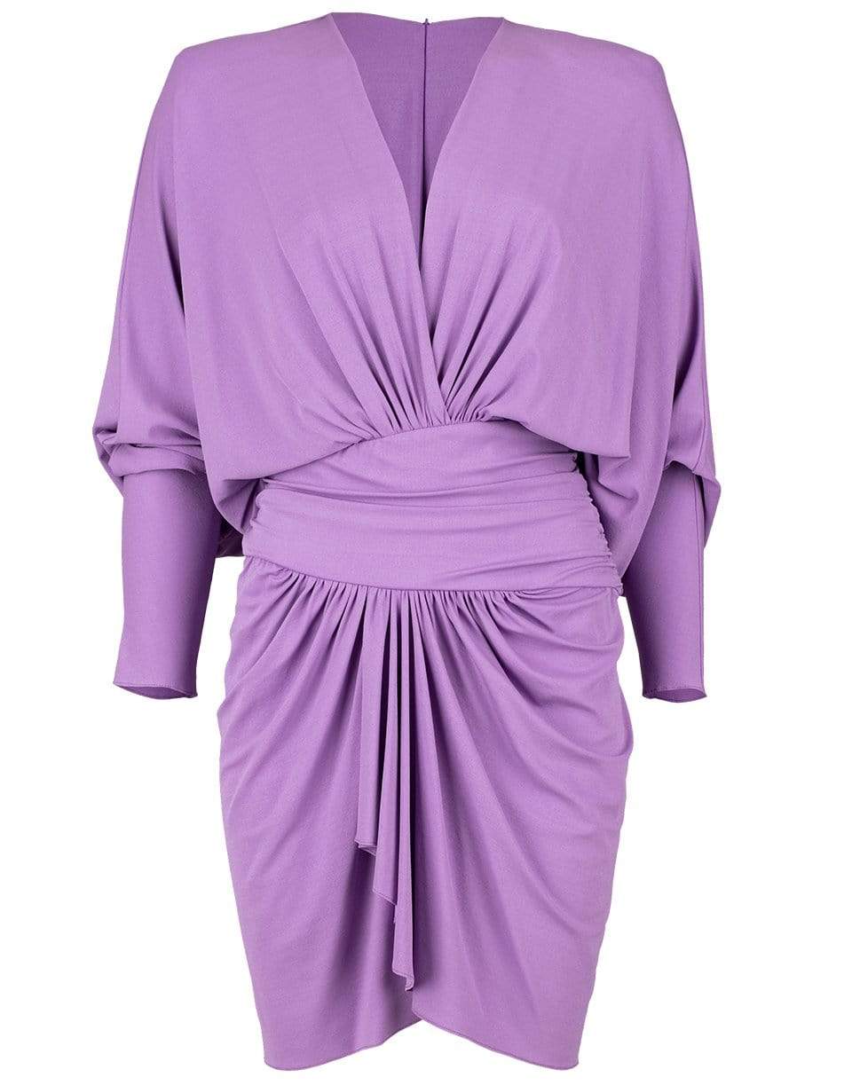 ALEXANDRE VAUTHIER-Long Sleeve Drape V-Neck Dress-