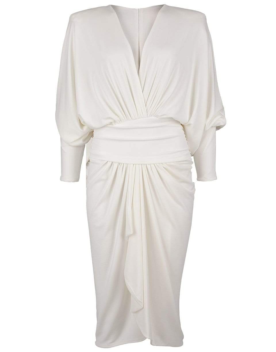 ALEXANDRE VAUTHIER-Long Sleeve Drape Knee Length Dress-