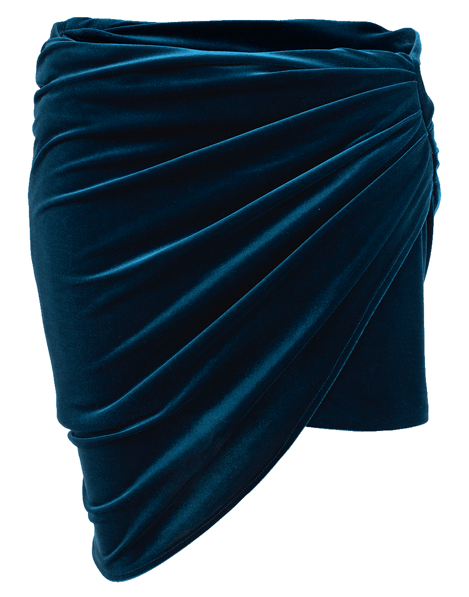 ALEXANDRE VAUTHIER-Velvet Jersey Wrap Mini Skirt-COBALT