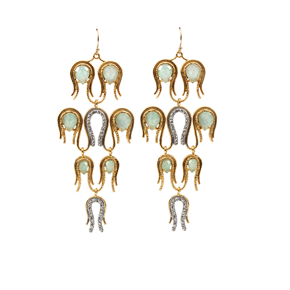 ALEXIS BITTAR-Aigrette Chandelier Amazonite Earrings-GOLD