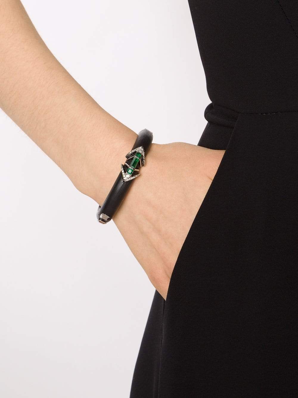 ALEXIS BITTAR-Small Crystal Deco Encrusted Bangle-BLACK