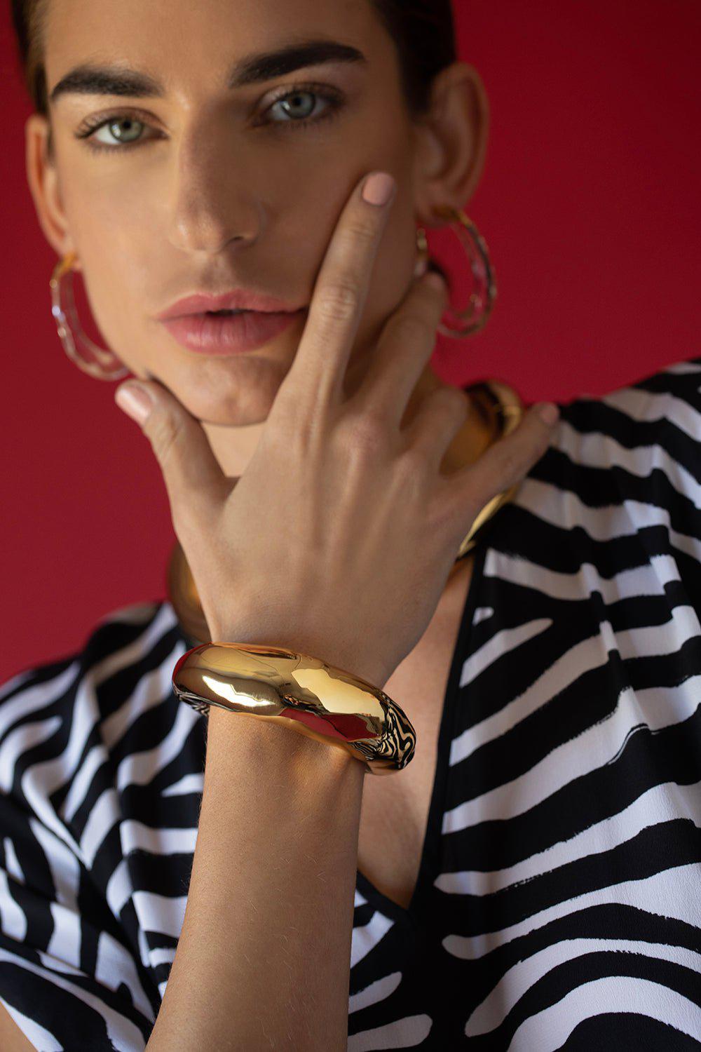 ALEXIS BITTAR-Large Molten Hinge Cuff Bracelet-BRASS