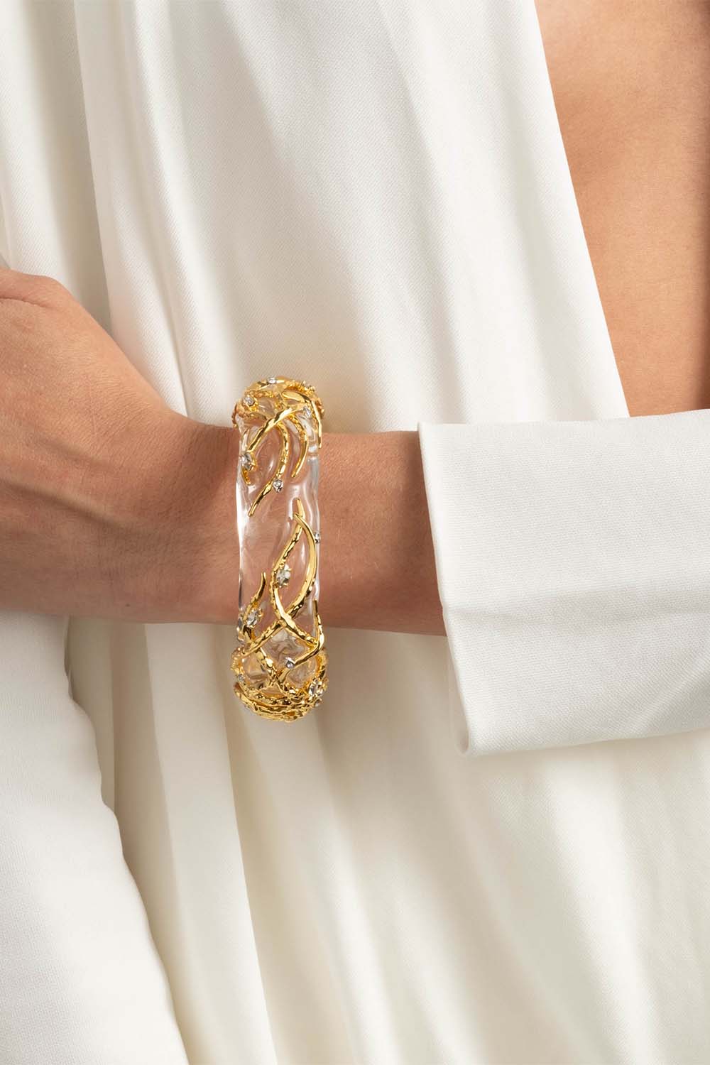 ALEXIS BITTAR-Liquid Vine Lucite Hinge Bracelet-CLEAR
