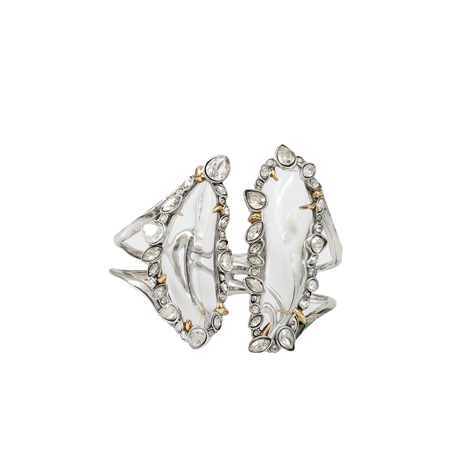 ALEXIS BITTAR-Jagged Liquid Metal Hinge Bracelet-CRYSTAL