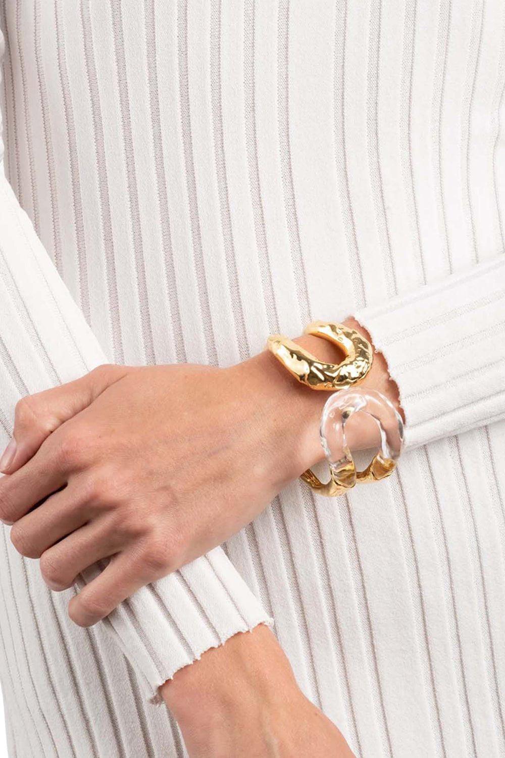 ALEXIS BITTAR-Dream Rain Large Link Hinge Bracelet-GOLD
