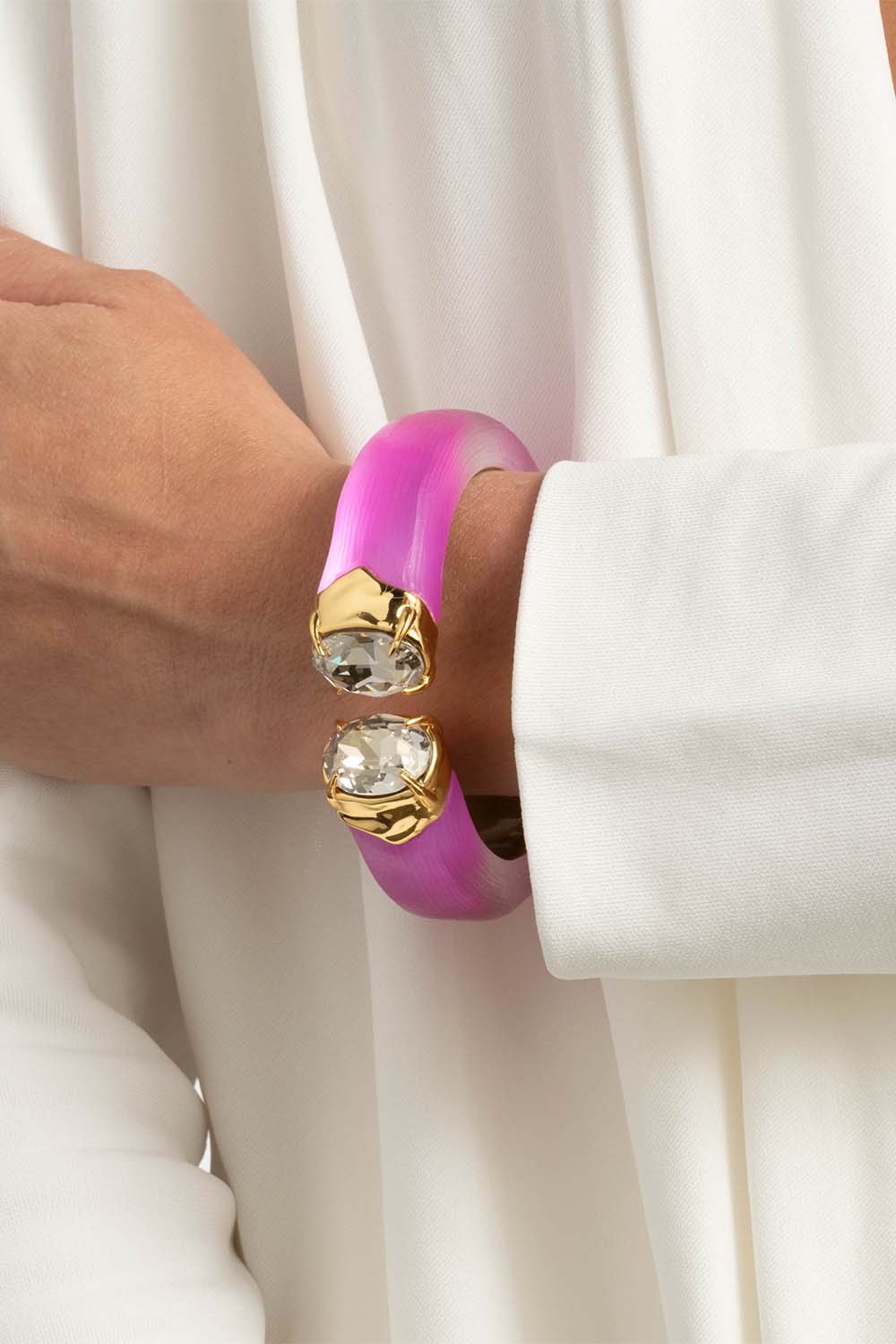 ALEXIS BITTAR-Bonbon Crystal Lucite Hinge Bracelet-