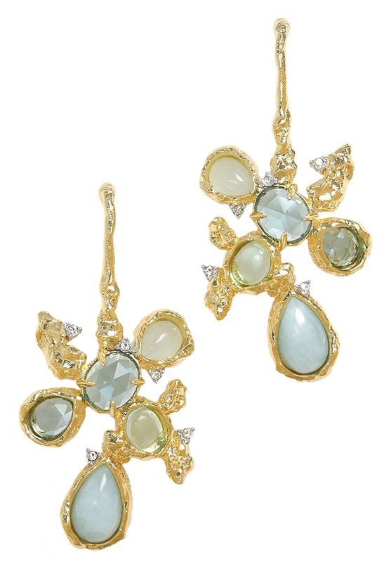 ALEXIS BITTAR-Golden Pebble Drop Earrings - Aquamarine-AQUAMARINE