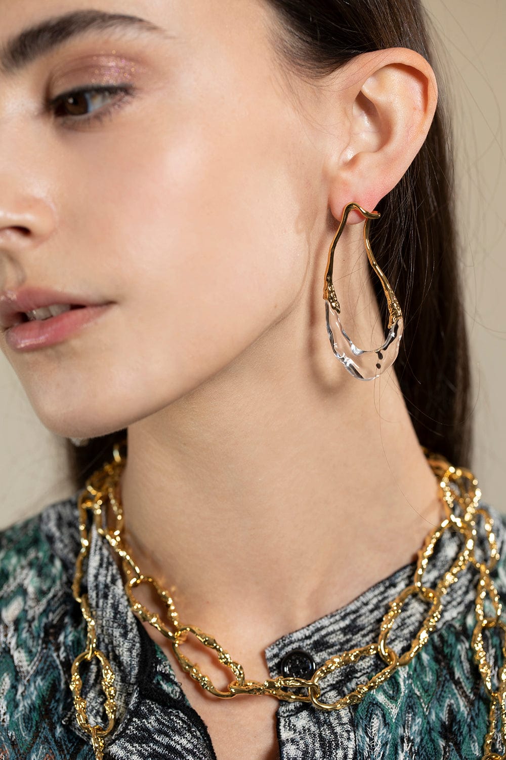 ALEXIS BITTAR-Dream Rain Wrap Around Link Earring-CLEAR