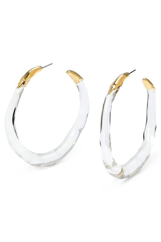 ALEXIS BITTAR-Large Lucite Molten Clear Hoop Earrings-CLEAR