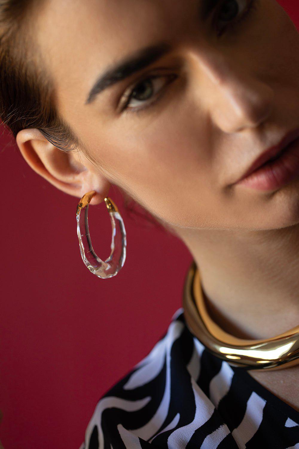ALEXIS BITTAR-Lucite Molten Clear Hoops-CLEAR