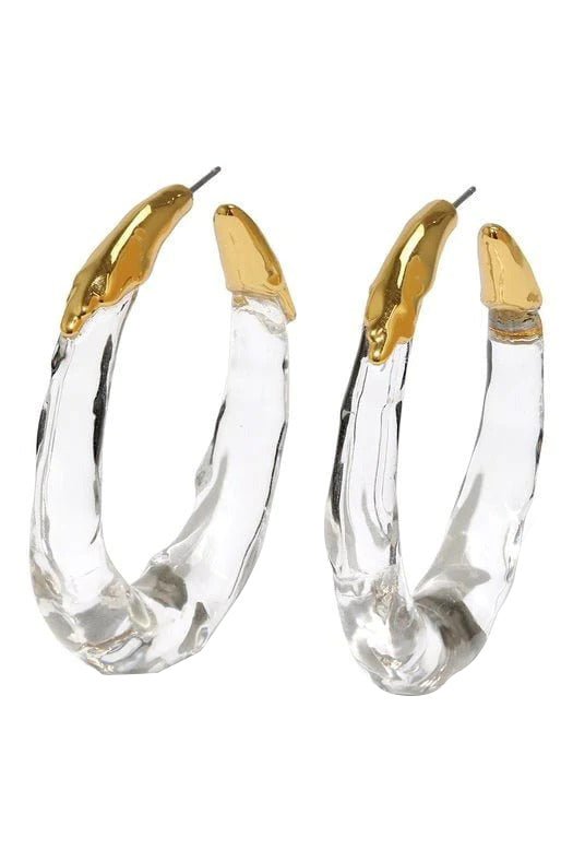 ALEXIS BITTAR-Lucite Molten Clear Hoops-CLEAR