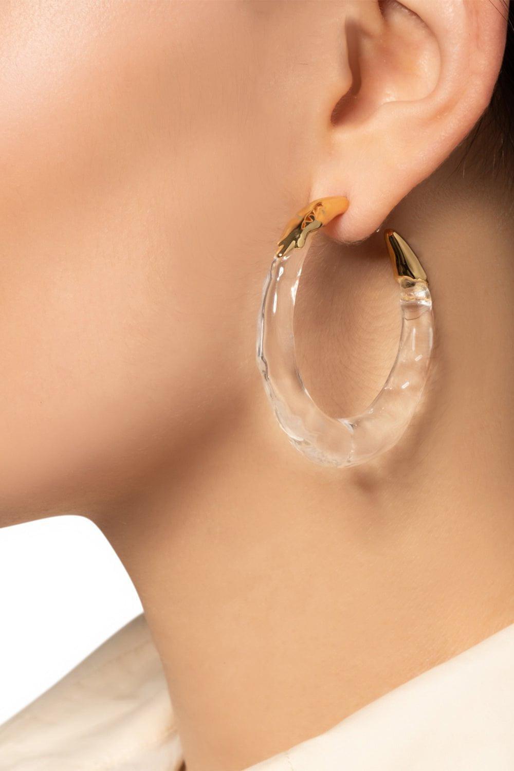 ALEXIS BITTAR-Lucite Molten Hoop Earrings-CLEAR