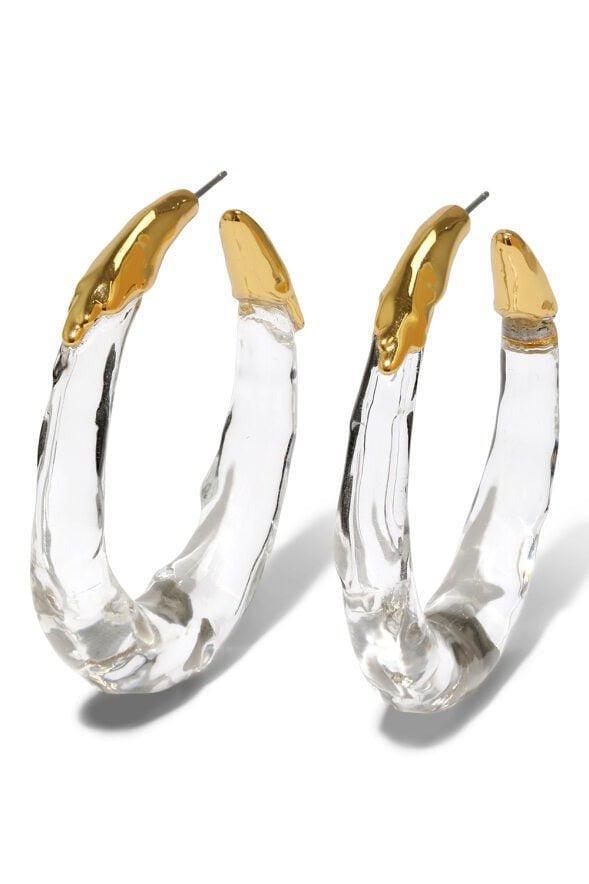 ALEXIS BITTAR-Lucite Molten Hoop Earrings-CLEAR