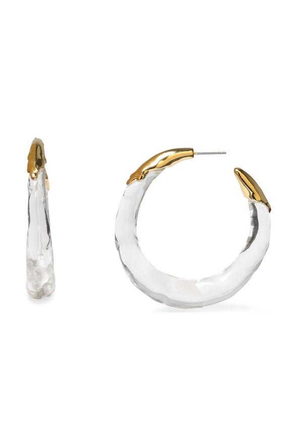 ALEXIS BITTAR-Lucite Molten Hoop Earrings-CLEAR