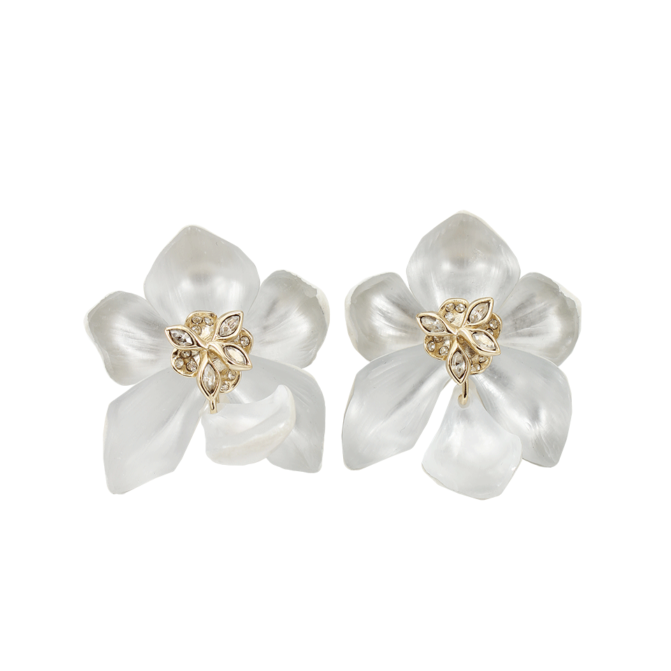 ALEXIS BITTAR-Centered Petal Clip Earrings-CRYSTAL