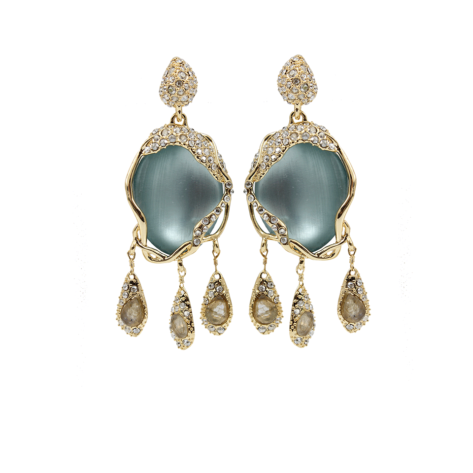 ALEXIS BITTAR-Labrodite Fringe Post Earrings-CRYSTAL