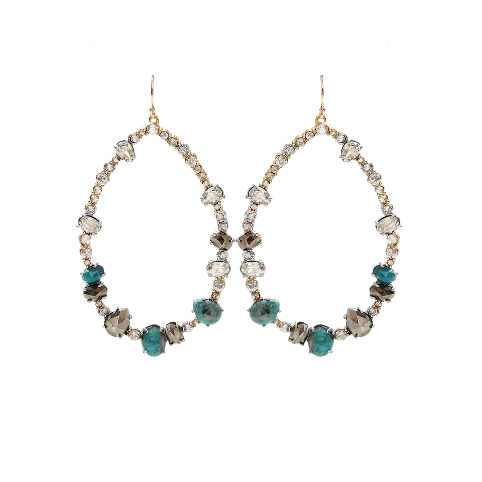 ALEXIS BITTAR-Crystal Stud Wire Hoop Earrings-GOLD