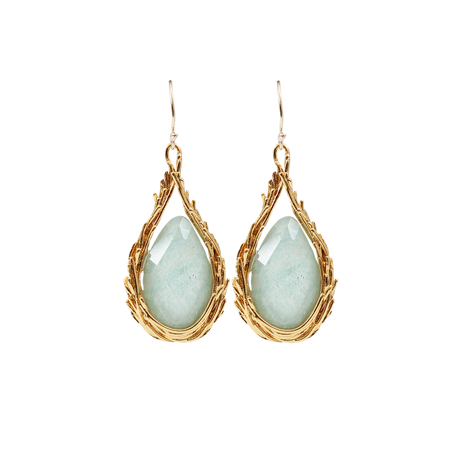 ALEXIS BITTAR-Feathered Drop Amazonite Earrings-GOLD