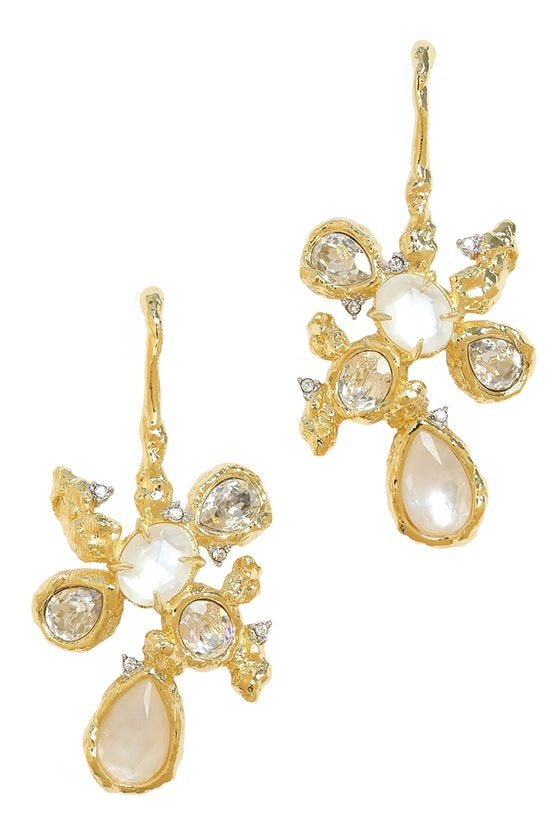 ALEXIS BITTAR-Golden Pebble Drop Earrings - Pearl-MOP